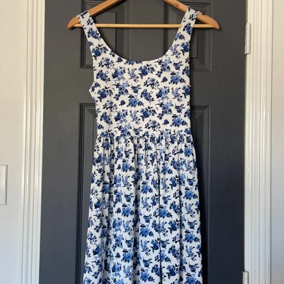 blue and white italian dress Milio Milano Italian Light Blue Smocked Ruffle Dress (68033) Medium